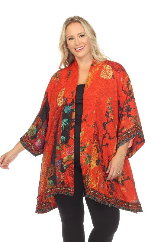 Citron Vintage Vase Floral Kimono Jacket