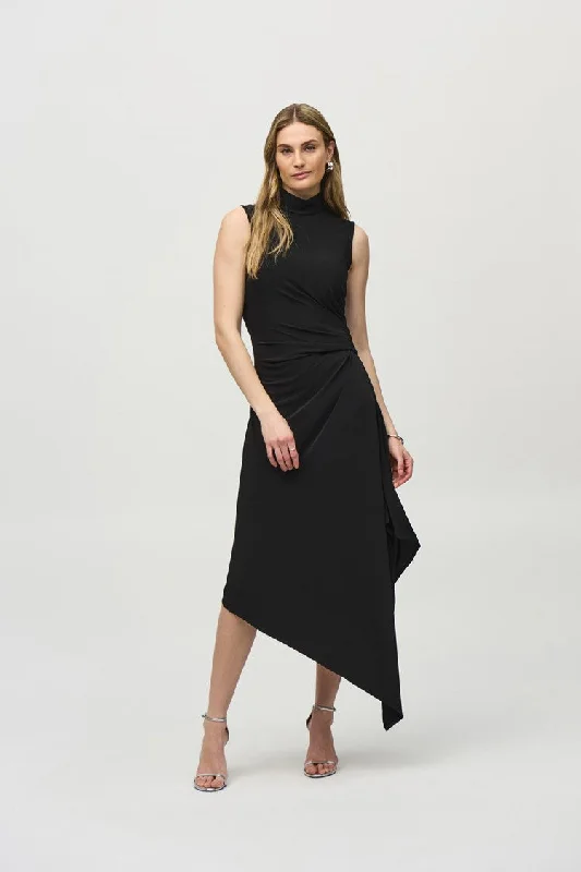 Joseph Ribkoff Black Silky Knit Fit and Flare Dress