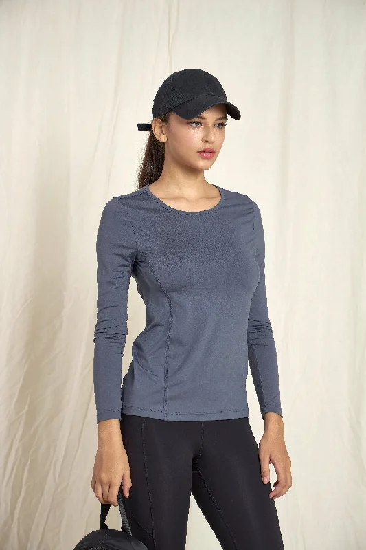 Long Sleeve Crew-Neck Workout Shirt - Grey