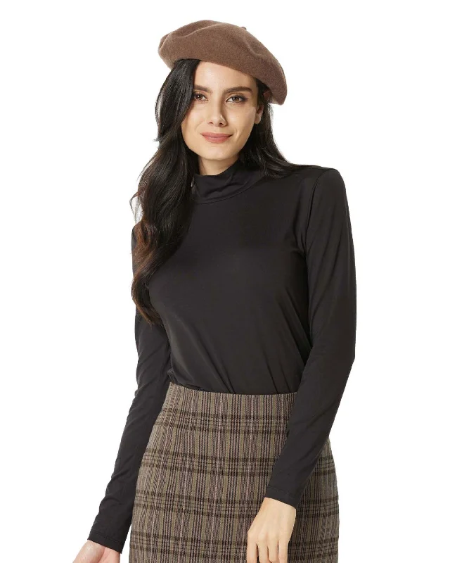 Long Sleeve Turtleneck Top - Black