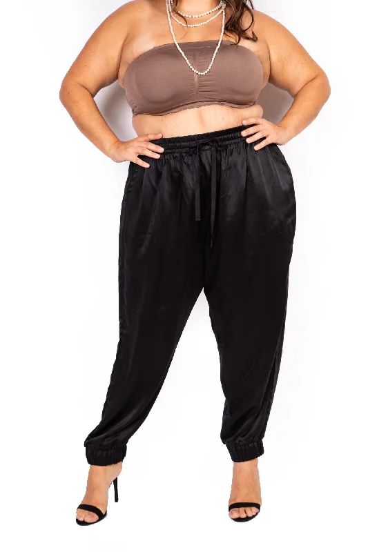 The Wardrobe Hero Italian Silk Jogger Pant with High Waist