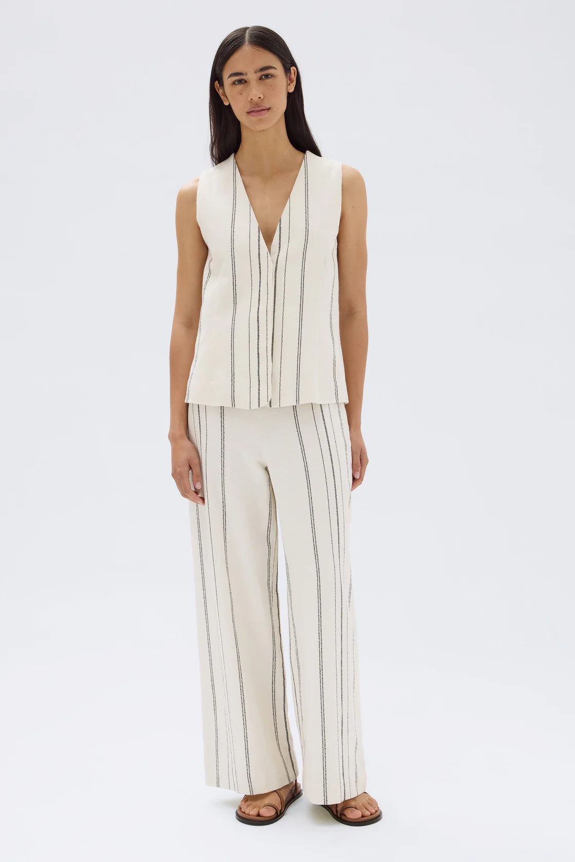 Matera Stripe Pant - Cream/Black