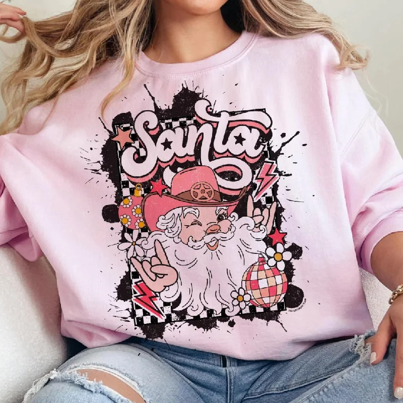 Online Exclusive | Country Glam Santa Sweatshirt in Pink