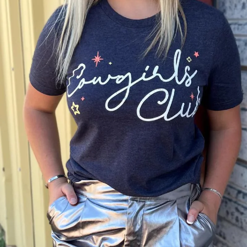 Online Exclusive | Cowgirls Club Short Sleeve Graphic Tee in Heather Navy