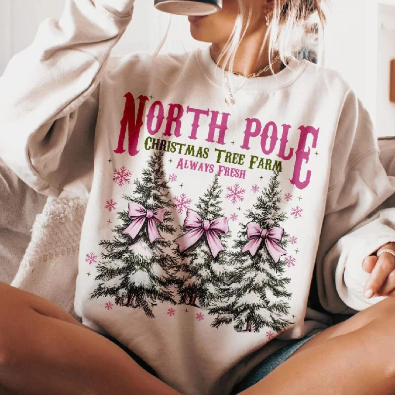 Online Exclusive | North Pole Christmas Tree Farm Graphic Sweatshirt in Cream