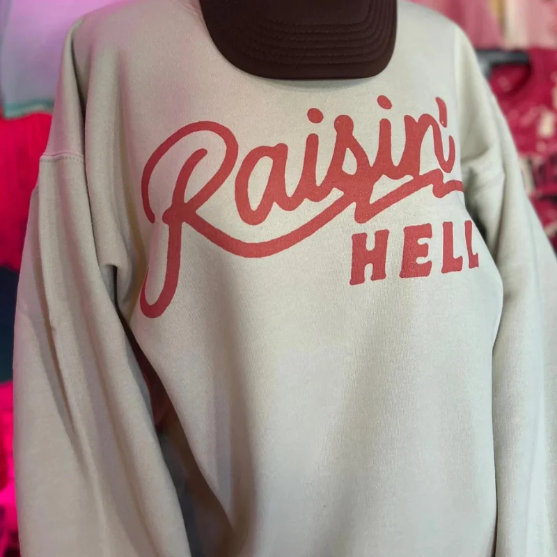 Online Exclusive | Raisin' Hell Long Sleeve Graphic Sweatshirt in Cream