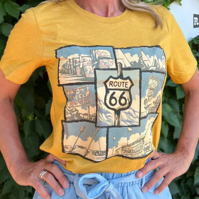 Online Exclusive | Route 66 Short Sleeve Graphic Tee in Yellow