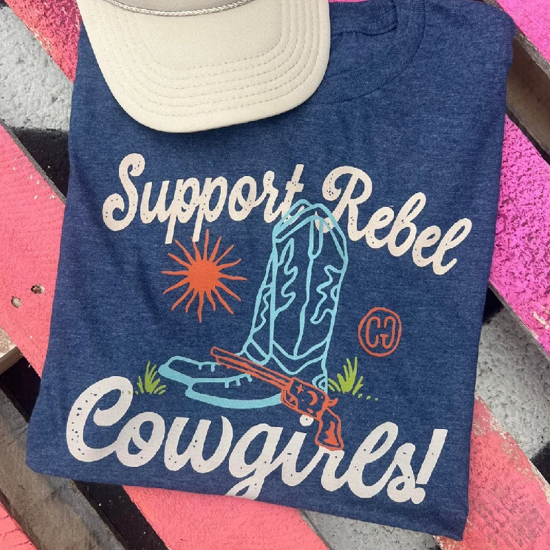 Online Exclusive | Support Rebel Cowgirls Short Sleeve Graphic Tee in Heather Navy