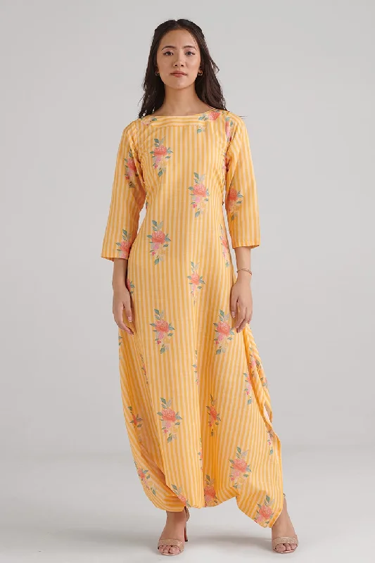 Amber Yellow Striped Dhoti Jumpsuit