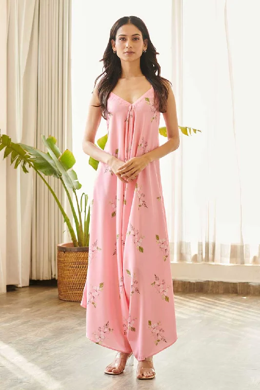 Pink Floral Print Palazzo Jumpsuit