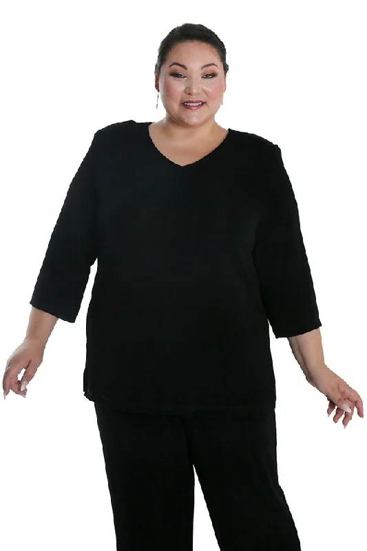 Vikki Vi Classic Black V-Neck 3/4 Sleeve Tunic