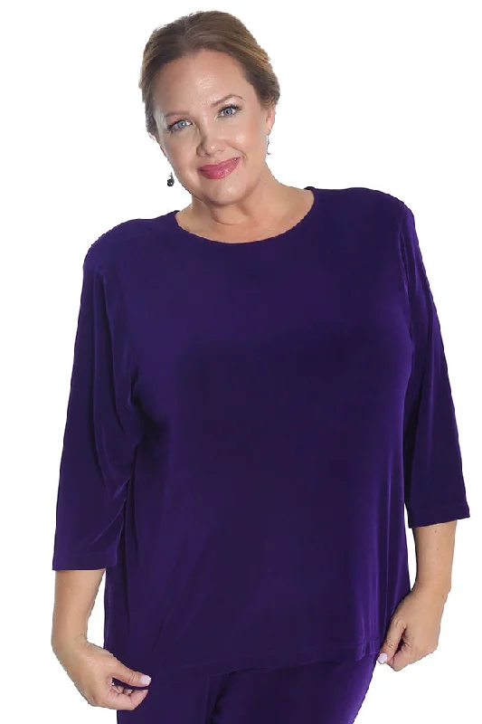 Vikki Vi Classic Royal Purple 3/4 Sleeve Top