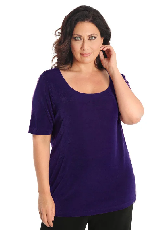 Vikki Vi Classic Royal Purple Short Sleeve Top