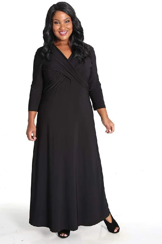 Vikki Vi Jersey Black Crossover Maxi Dress