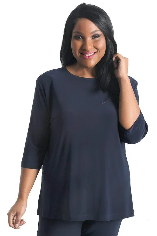 Vikki Vi Jersey Navy 3/4 Sleeve Top