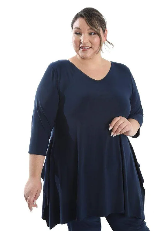 Vikki Vi Jersey Navy Handkerchief Tunic