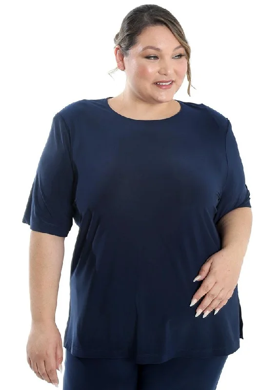 Vikki Vi Jersey Navy Short Sleeve Tunic