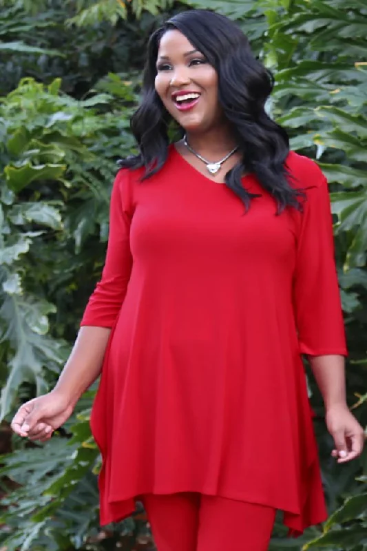 Vikki Vi Jersey Red Handkerchief Tunic