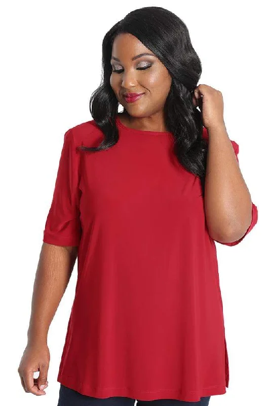 Vikki Vi Jersey Red Short Sleeve Tunic