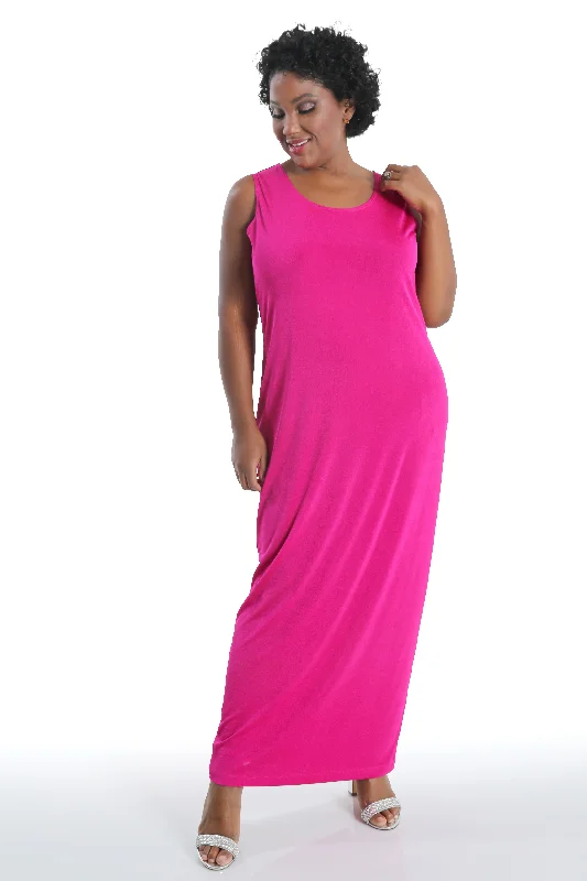 Vikki Vi Silky Classic Magenta Maxi Tank Dress