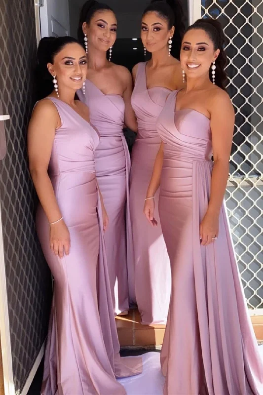 Mermaid One Shoulder Long Bridesmaid Dress