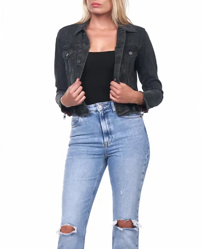 Denim Crop Jacket In Black