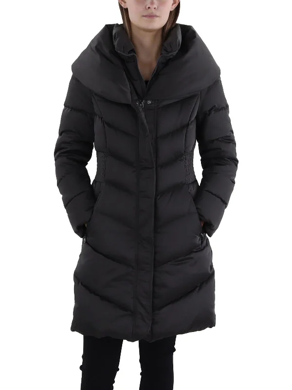 Genevieve Womens Water Resistant Collar Puffer Coat