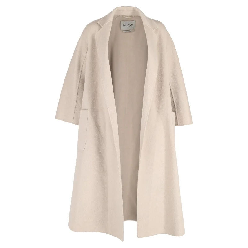 Max Mara Open Front Coat in Beige Wool