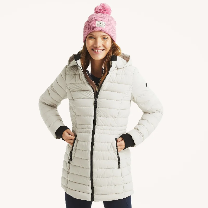 Nautica Womens Puffer Jacket With Removable Hood