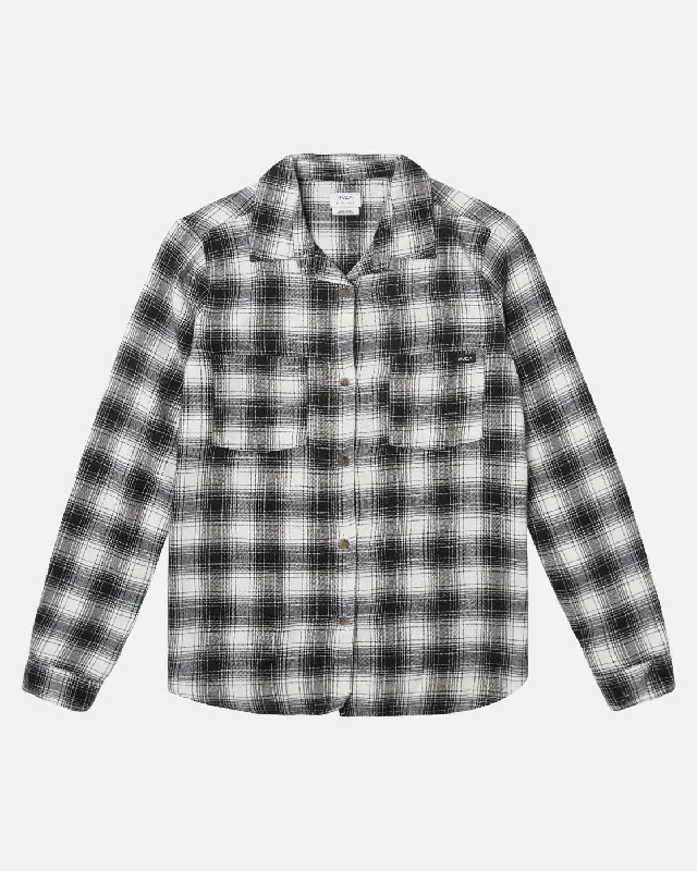 Figueroa Oversized Long Sleeve Flannel Shirt - True Black