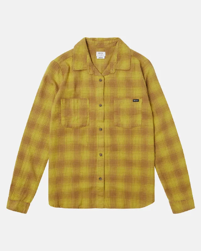 Figueroa Oversized Long Sleeve Flannel Shirt - Vintage Gold