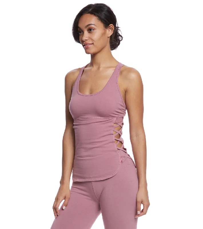 Hard Tail X Side Yoga Tank Top Dusty Rose