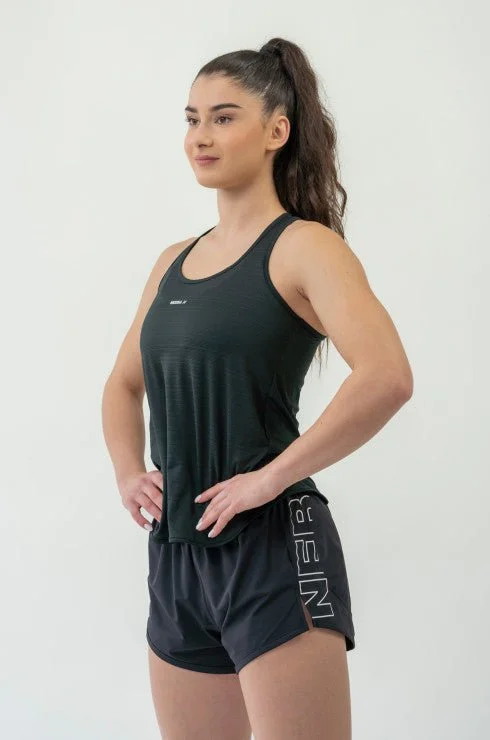 Nebbia Fit Activewear Tank Top Airy with Reflective Logo - Black