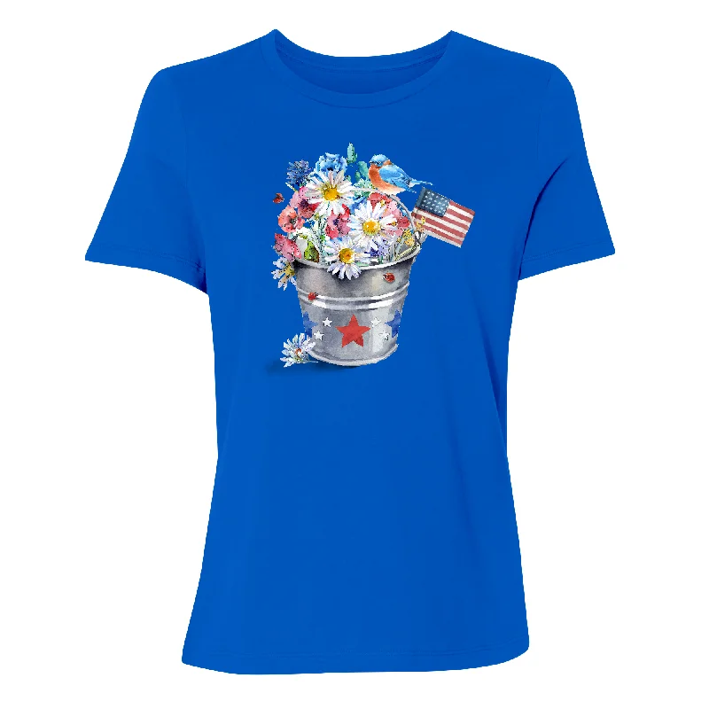 Patriotic Floral Bucket Women's T-Shirt