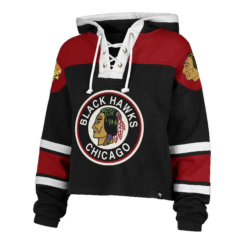 CHICAGO BLACKHAWKS VINTAGE CROPPED SUPERIOR '47 LACER HOOD WOMENS