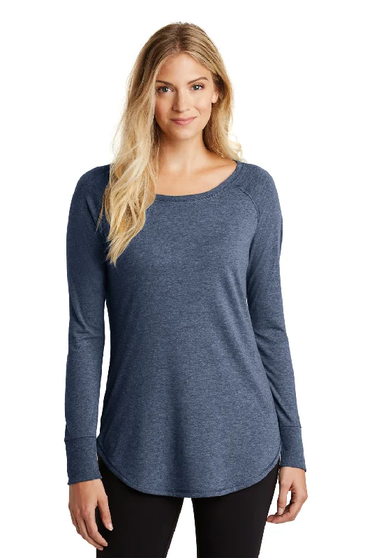 District Womens Perfect Tri Long Sleeve Crewneck T-Shirt - Navy Blue Frost