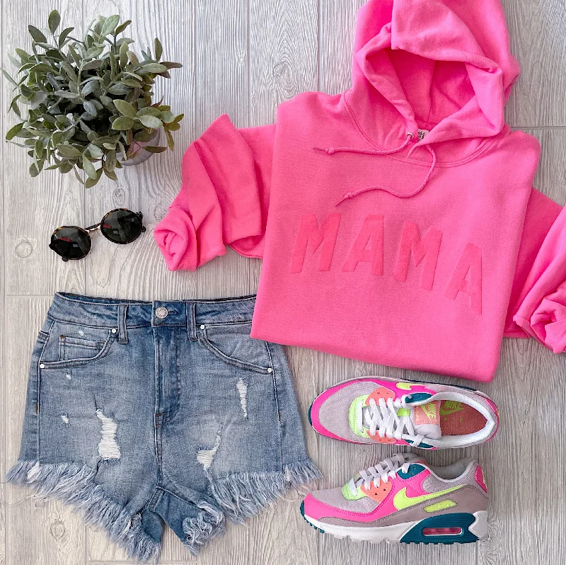 MAMA arch • Neon Pink Tonal Hoodie