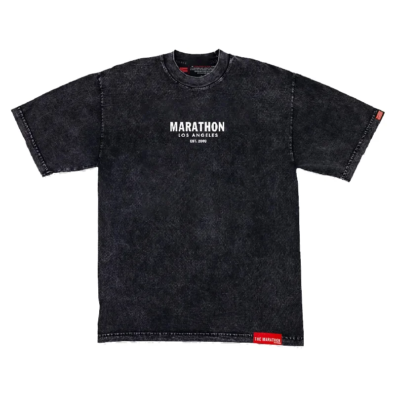 Marathon Origin T-Shirt - Carbon Washed Black/White