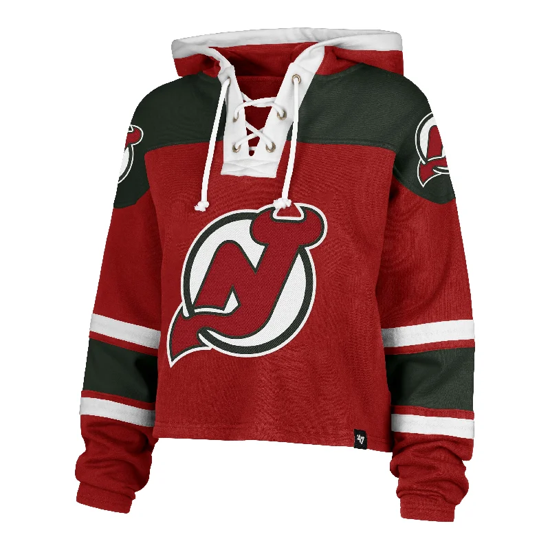 NEW JERSEY DEVILS VINTAGE CROPPED SUPERIOR '47 LACER HOOD WOMENS