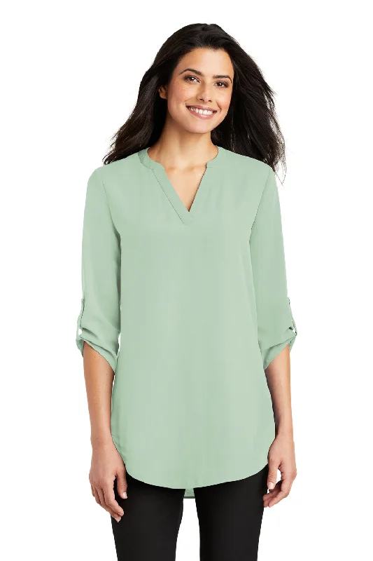 Port Authority Womens 3/4 Sleeve V-Neck T-Shirt - Misty Sage Green