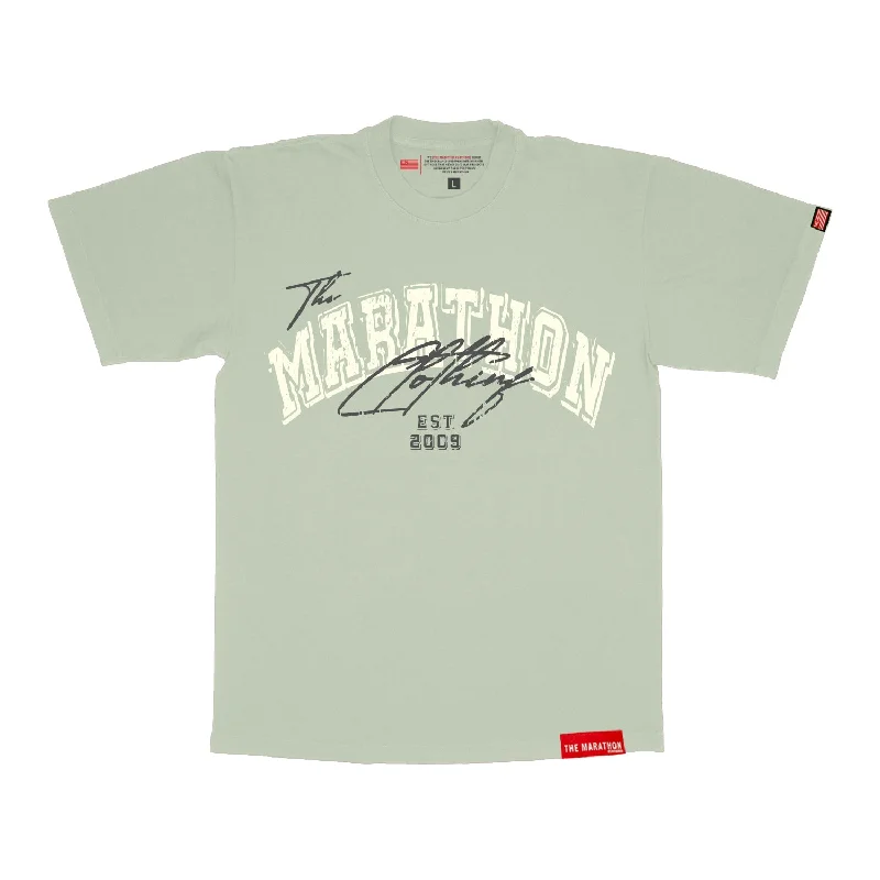 The Marathon Clothing Arch & Script T-Shirt - Sage